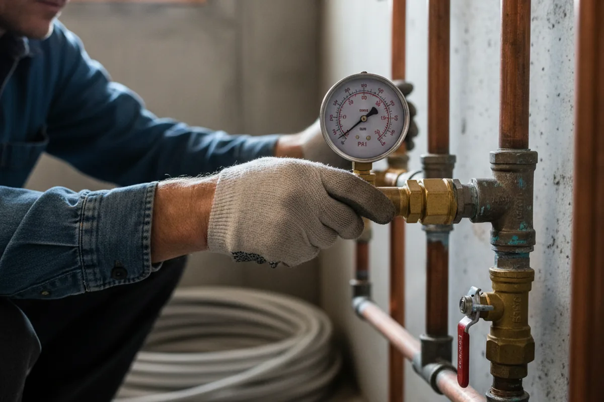Pressure testing a repaired line during Water Line Repair in Pell City